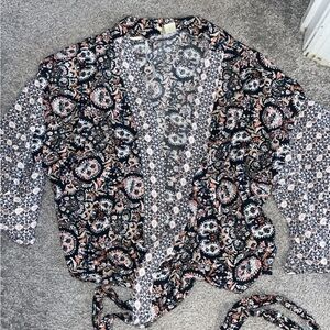 Japna Bohemian Colorful Tie Wrap Around Blouse Top Size Medium